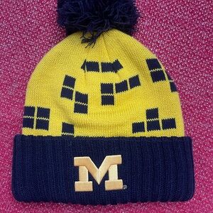 Woman’s Michigan Yellow and Blue Knit Beanie